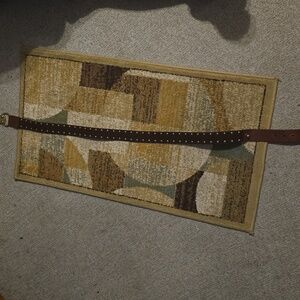 Michael Kors Brown Leather Belt with Gold Studs